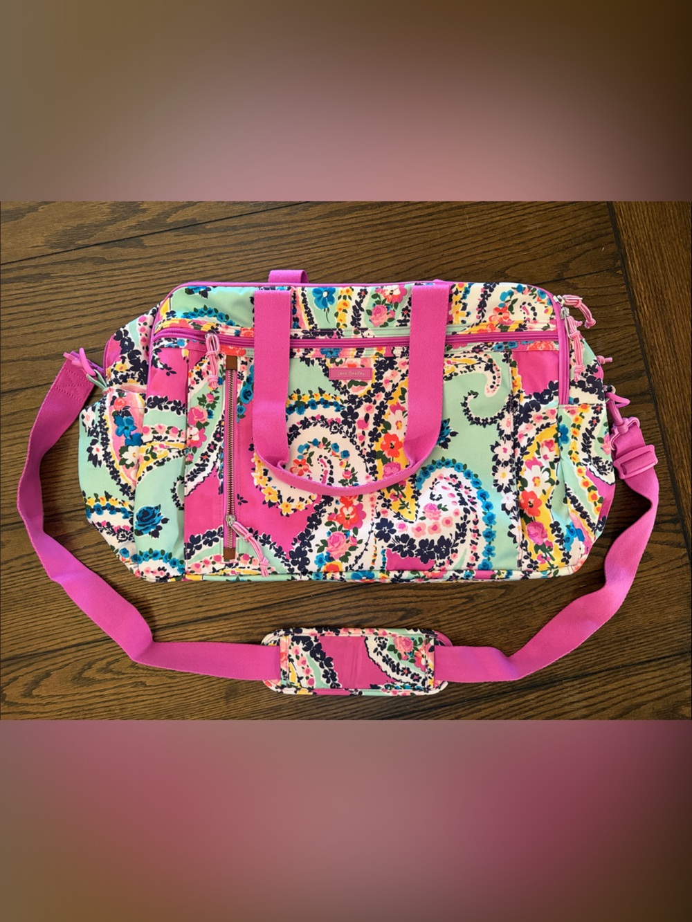 Vera Bradley Iconic Weekender Travel Bag Pink Floral Paisley